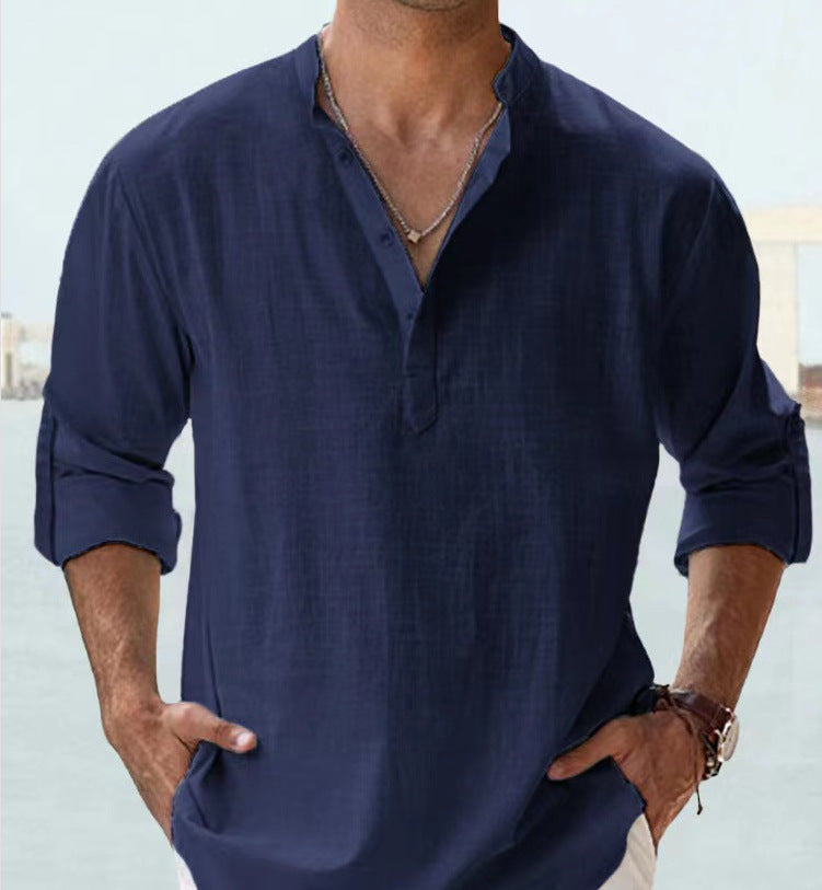 Casual Men's Loose Fitting Shirt With Long Sleeves