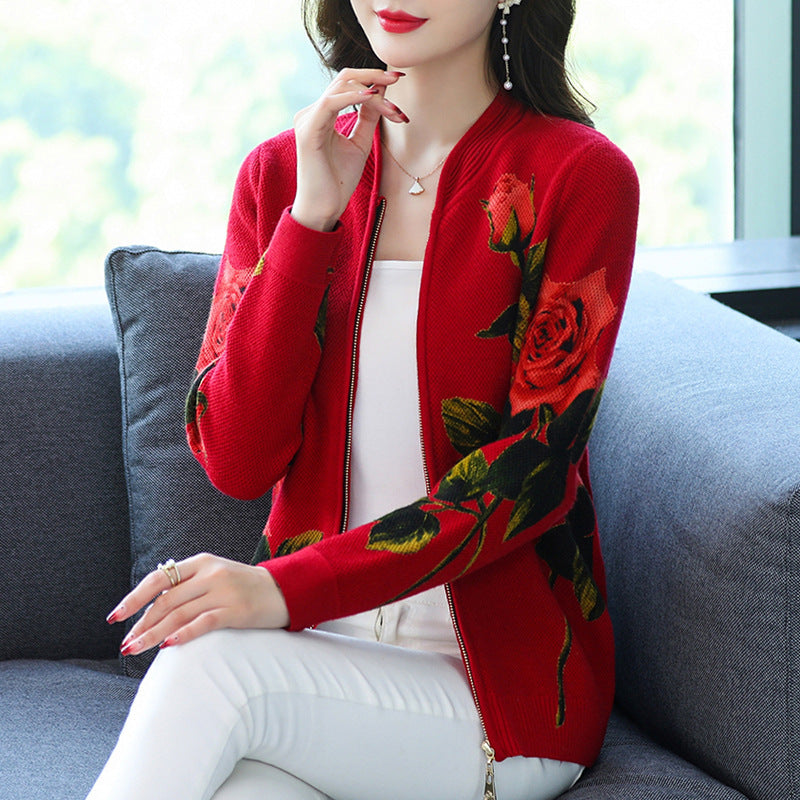 Autumn Short Middle-aged Knitted Sweater