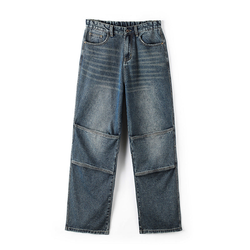 American Fashion Brand Pleated Paratrooper Wide Leg Jeans Men