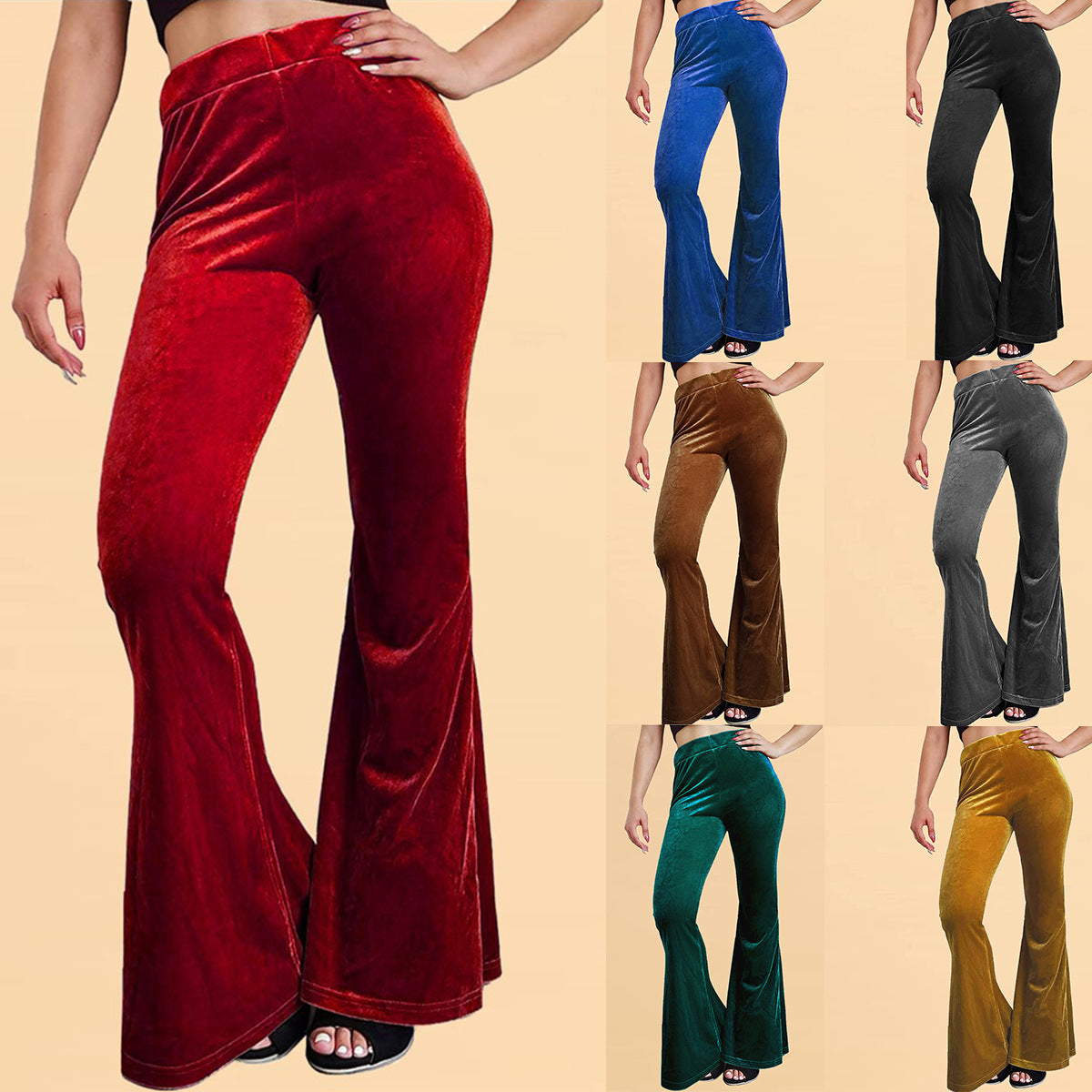 Velvet Bell-bottom Pants For Women